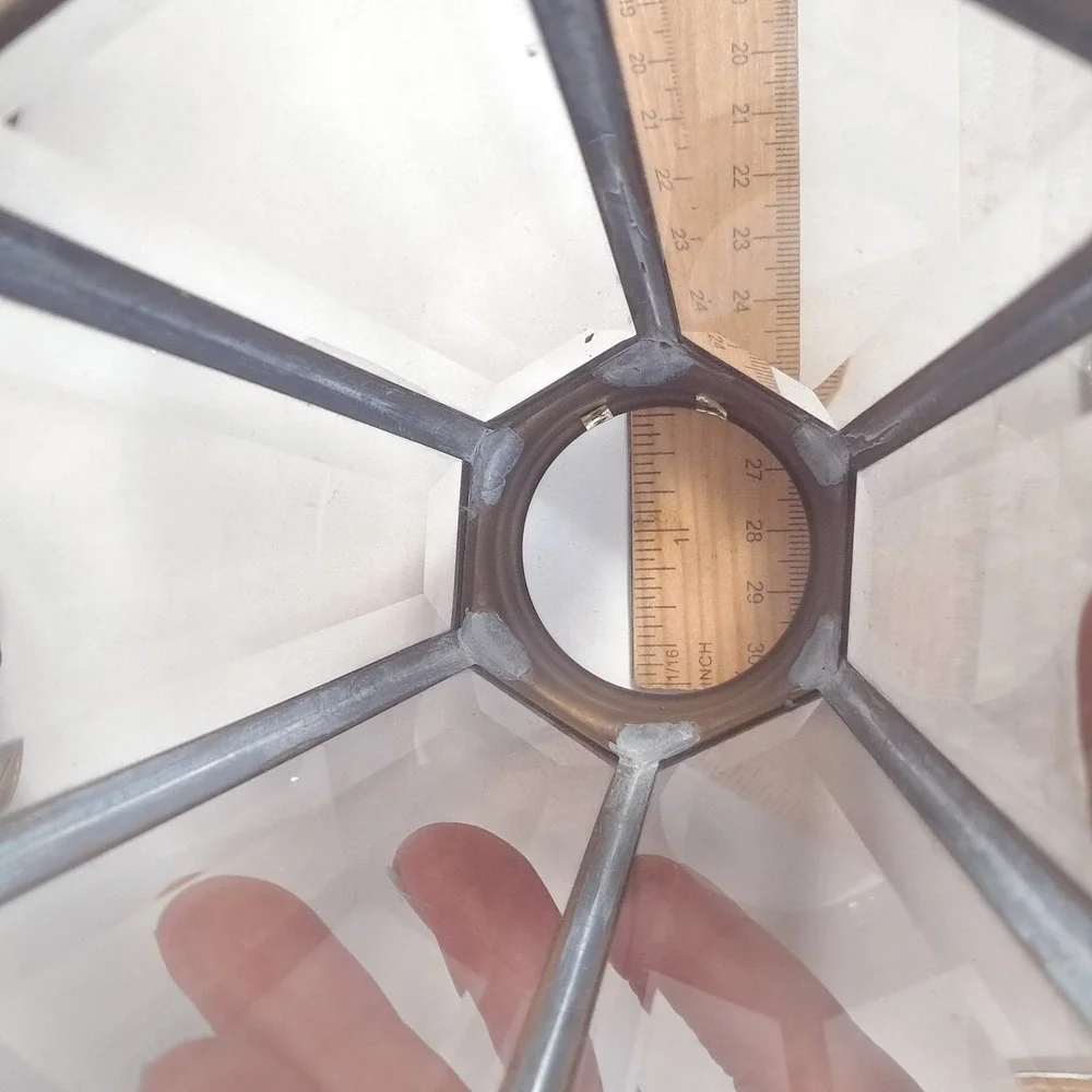 Vintage Smoked Glass Ceiling Fan Light Shades x4 Hexagon Beveled 6 sided brass